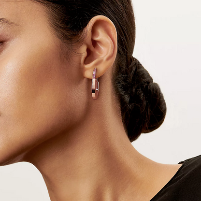 [Corinne]LOCK MEDIUM PINK DIAMOND PINK GOLD EARRINGS