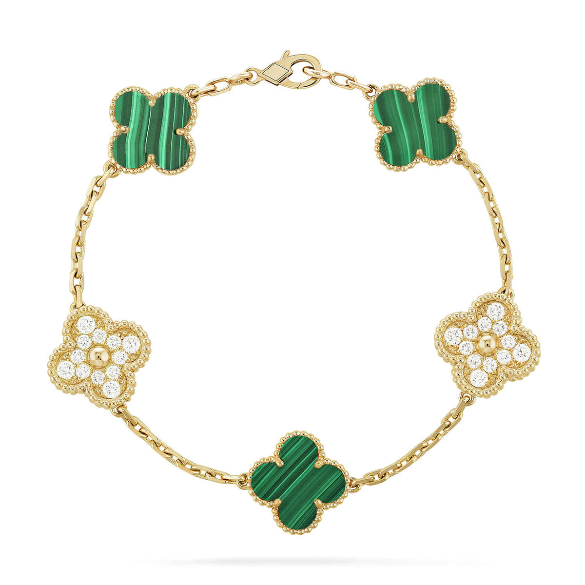[⭐Corinne] CLOVER 5 MOTIF MALACHITE BRACELET COLLECTION