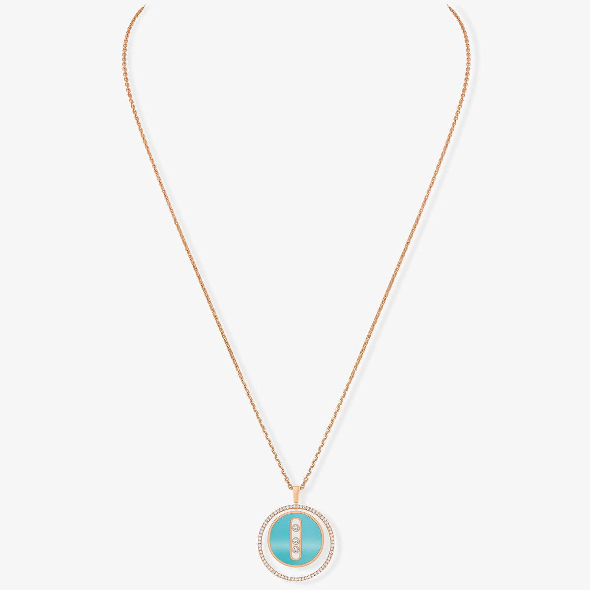 [⭐Corinne]Demo MOVE 3 DIAMONDS TURQUOISE PINK GOLD DIAMOND NECKLACE