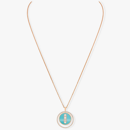 [⭐Corinne]Demo MOVE 3 DIAMONDS TURQUOISE PINK GOLD DIAMOND NECKLACE