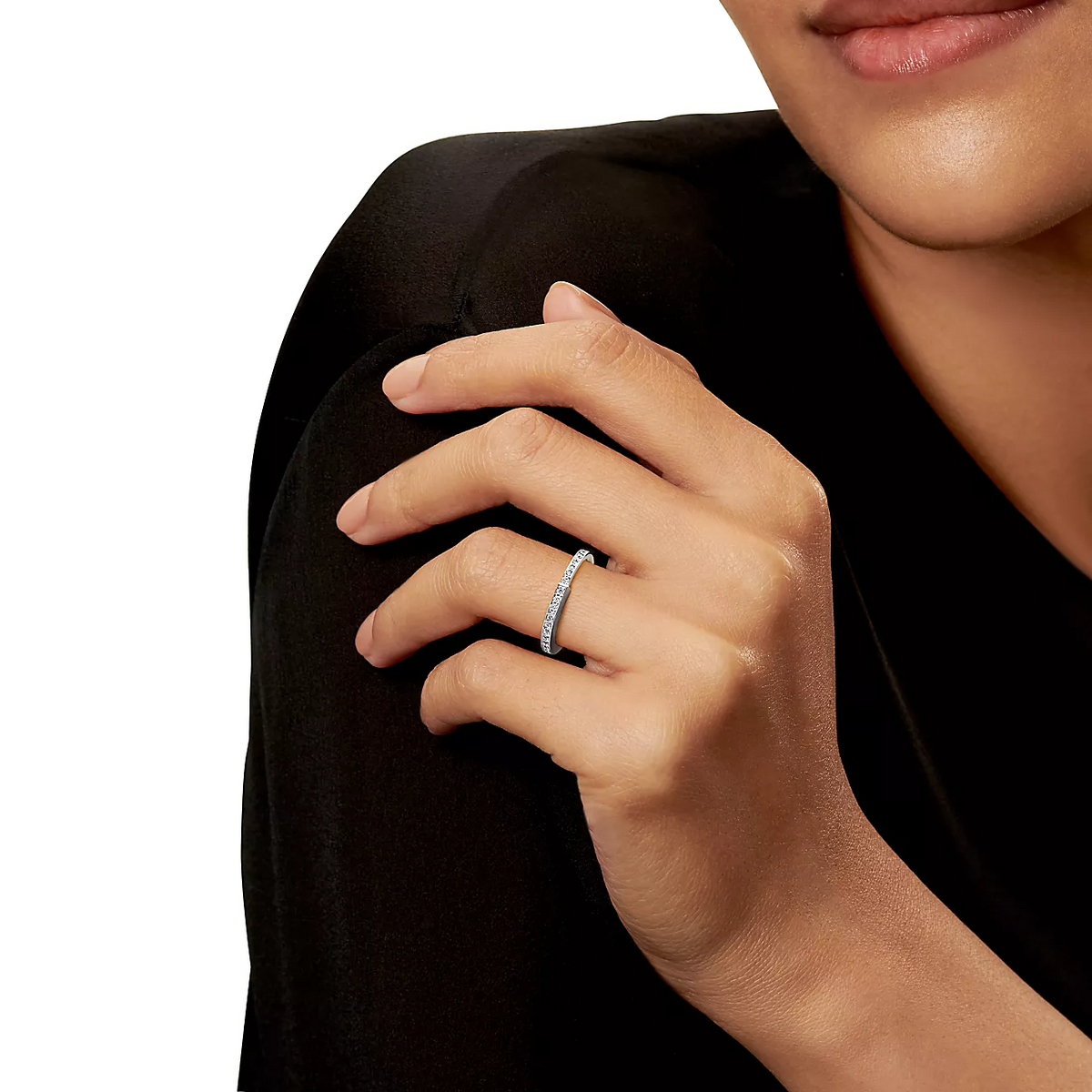 [Corinne]LOCK RING SILVER DIAMOND PAVED