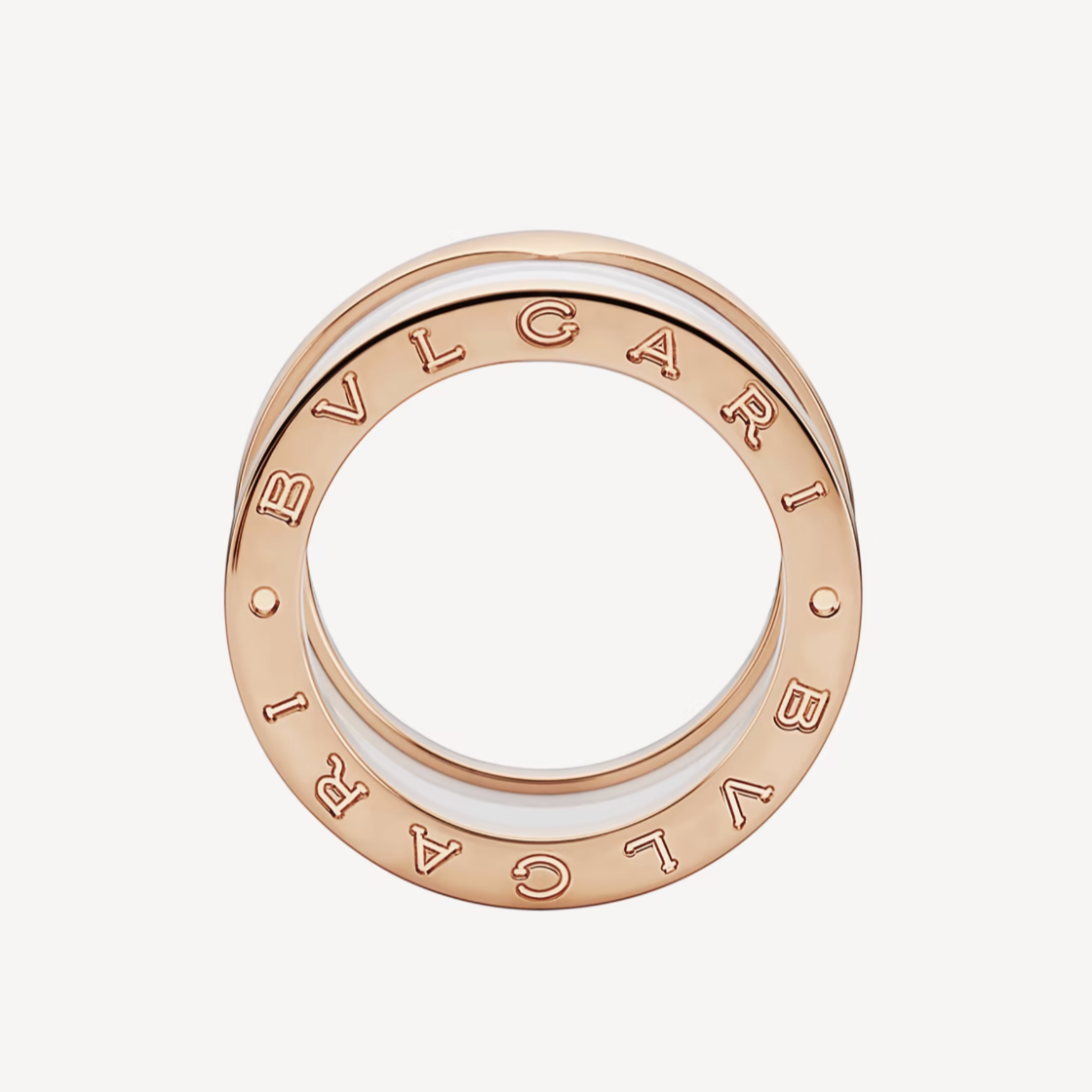 [⭐Corinne]ZERO 1 FOUR-BAND LOOPS AND WHITE CERAMIC SPIRAL PINK GOLD RING