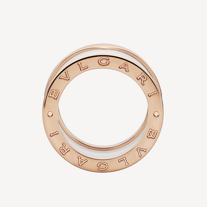 [⭐Corinne]ZERO 1 FOUR-BAND LOOPS AND WHITE CERAMIC SPIRAL PINK GOLD RING
