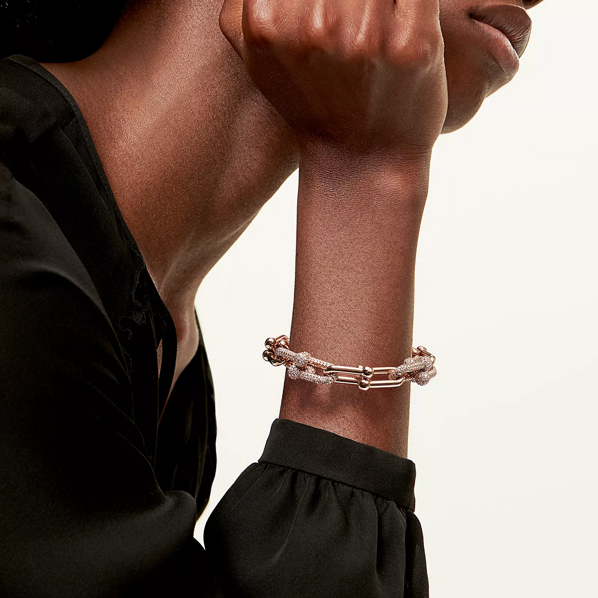 [Corinne]HARDWEAR LARGE LINK PINK GOLD PAVED DIAMOND BRACELET