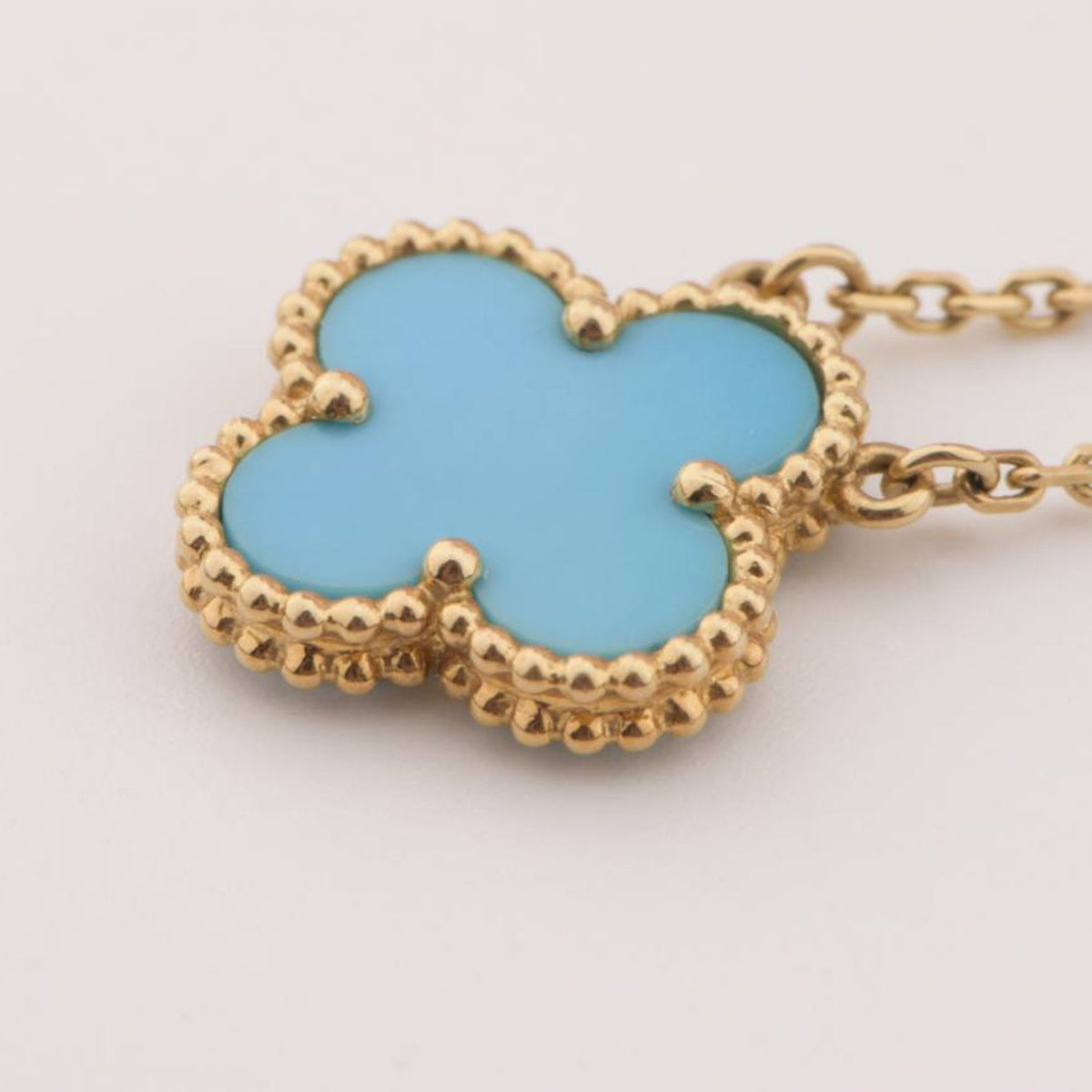 [⭐Corinne]CLOVER 15MM VINTAGE TURQUOISE NECKLACE