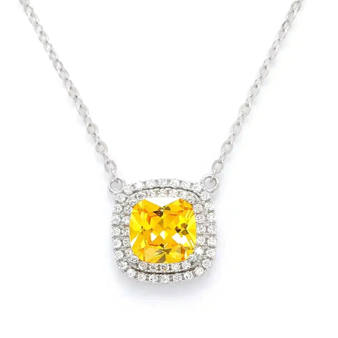[Corinne]SPARKLERS CITRINE GEMSTONE PENDANT NECKLACE STERLING SILVER