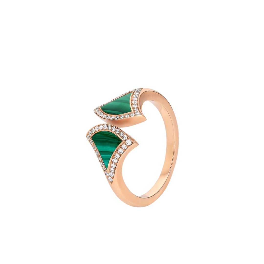[⭐Corinne]DREAM MALACHITE DIAMOND OPEN RING