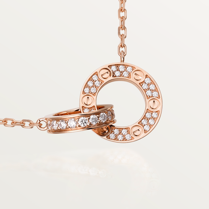 [⭐Corinne]LOVE 7.6MM NECKLACE ROSE GOLD AND SILVER  FULL DIAMOND
