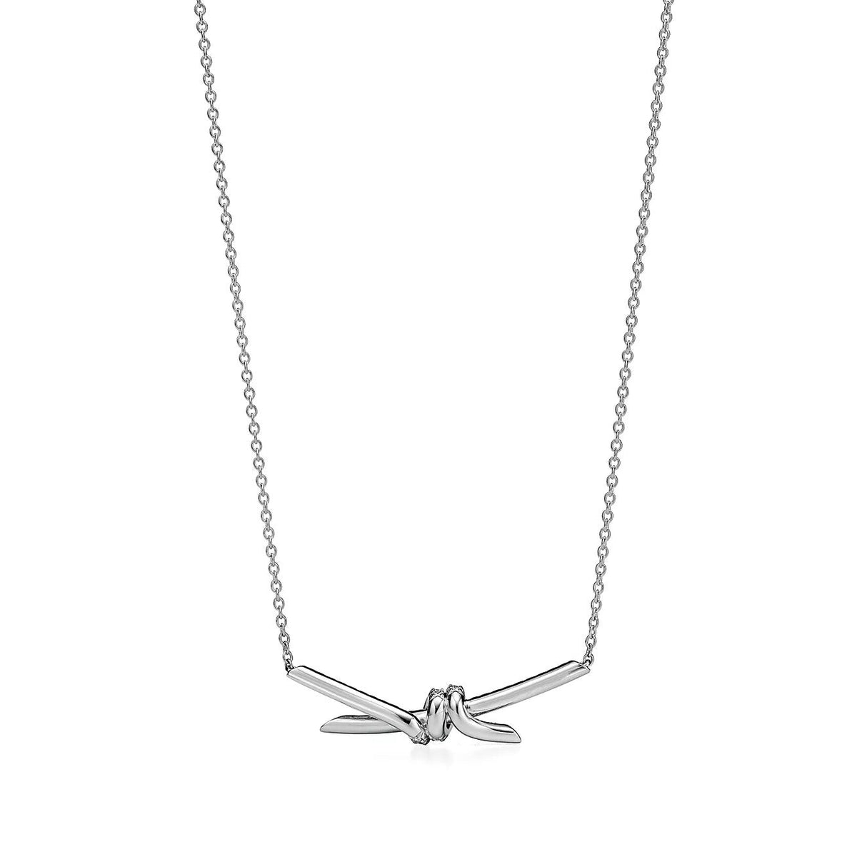 [Corinne]KNOT PENDANT SILVER DIAMOND NECKLACE