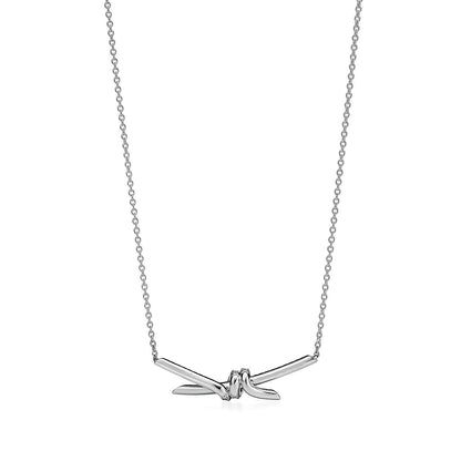 [Corinne]KNOT PENDANT SILVER DIAMOND NECKLACE