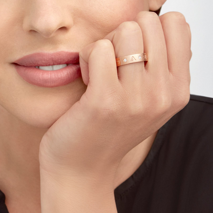 [⭐Corinne]ZERO 1 ESSENTIAL PINK GOLD BAND WITH DIAMONDS RING