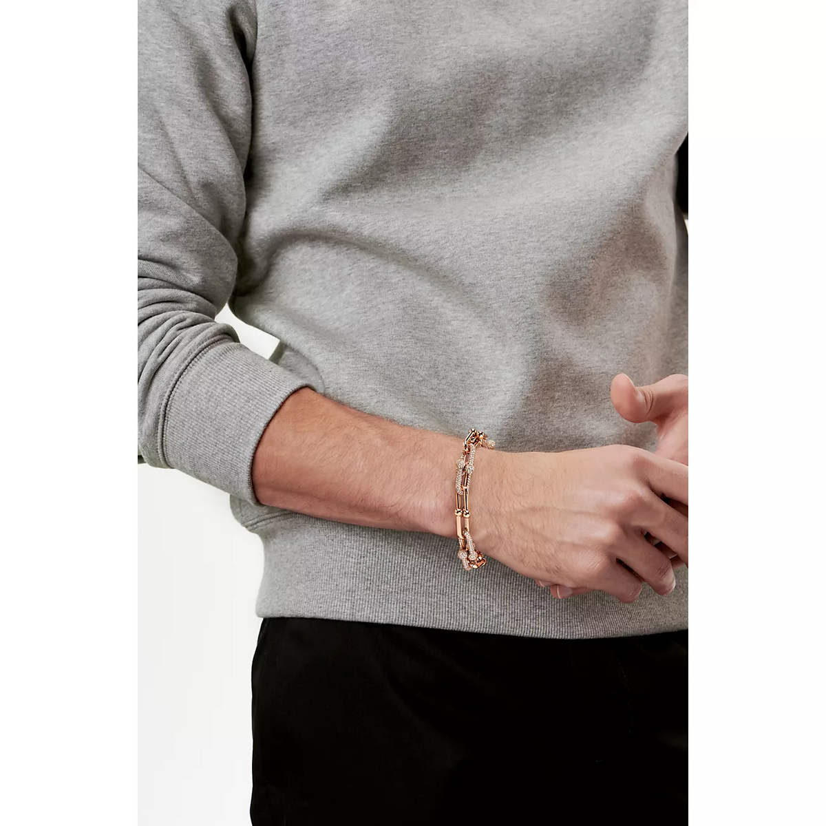 [Corinne]HARDWEAR LARGE LINK PINK GOLD PAVED DIAMOND BRACELET