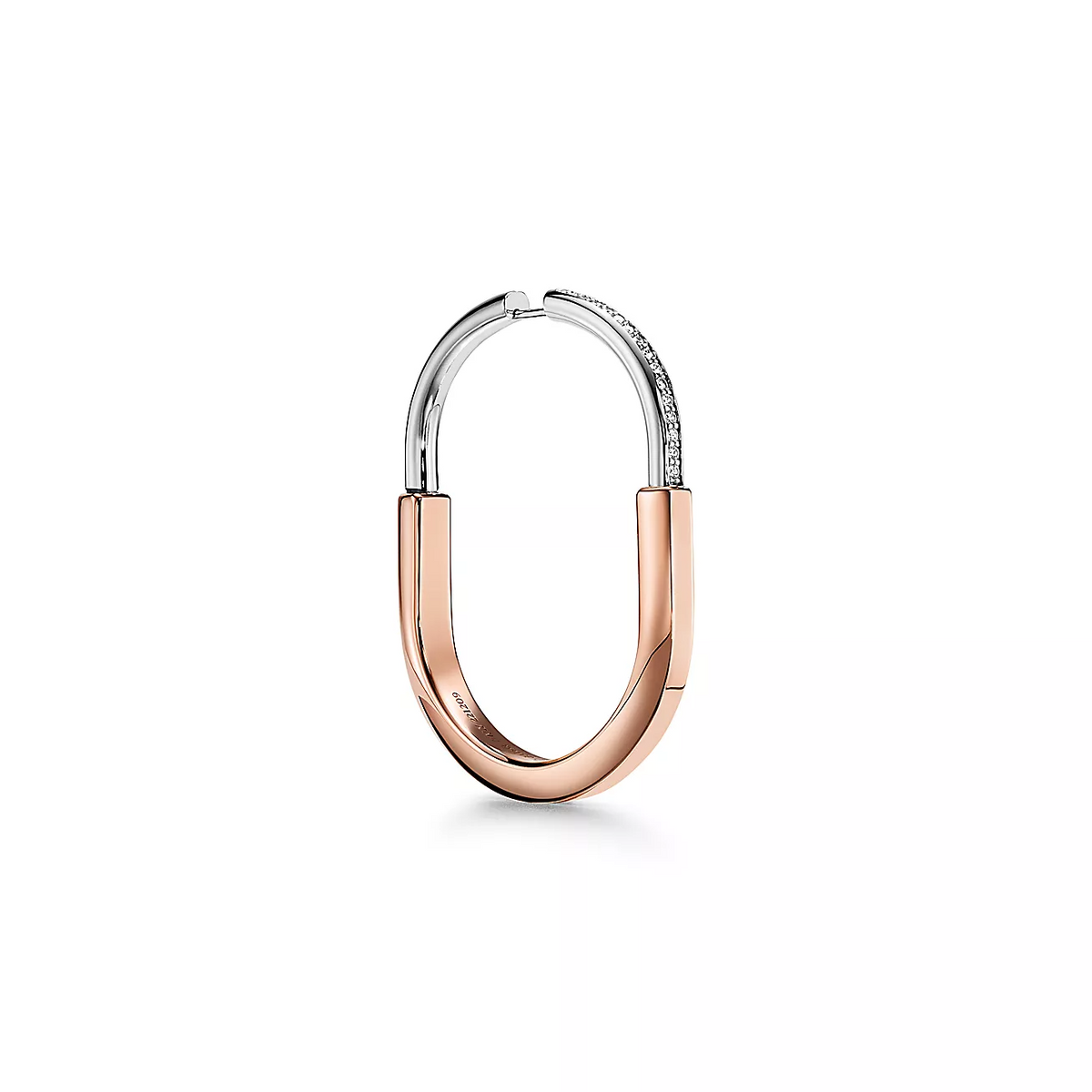 [Corinne]LOCK EARRINGS ROSE AND WHITE GOLD DIAMONDS EXTRA LARGE