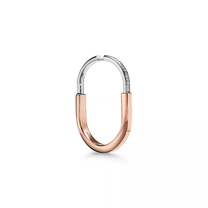 [Corinne]LOCK EARRINGS ROSE AND WHITE GOLD DIAMONDS EXTRA LARGE