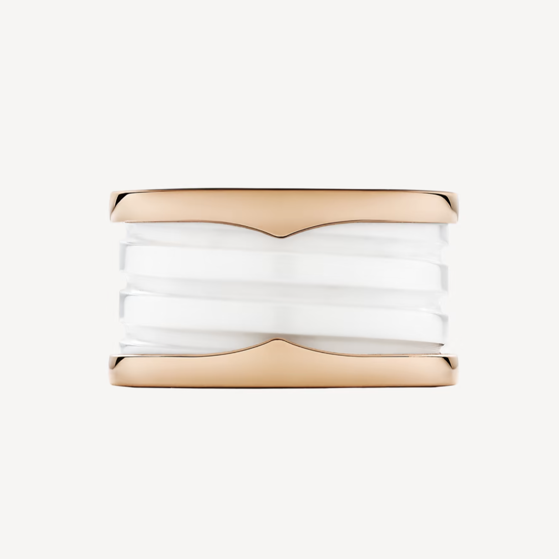 [⭐Corinne]ZERO 1 FOUR-BAND LOOPS AND WHITE CERAMIC SPIRAL PINK GOLD RING