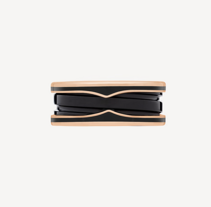 [⭐Corinne]ZERO 1 TWO-BAND WITH MATTE BLACK CERAMIC PINK GOLD RING