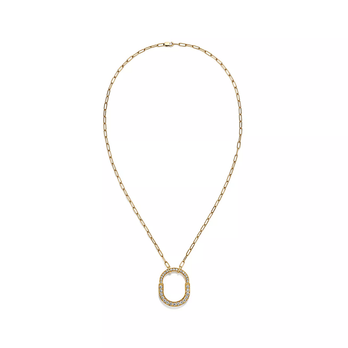 [Corinne]LOCK NECKLACE MEDIUM PENDANT GOLD PAVED DIAMONDS