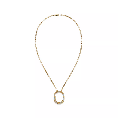 [Corinne]LOCK NECKLACE MEDIUM PENDANT GOLD PAVED DIAMONDS