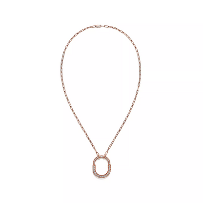 [Corinne]LOCK NECKLACE MEDIUM PENDANT PINK GOLD PAVED DIAMONDS