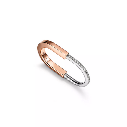 [Corinne]LOCK RING TOW-FINGER ROSE AND WHITE GOLD DIAMONDS