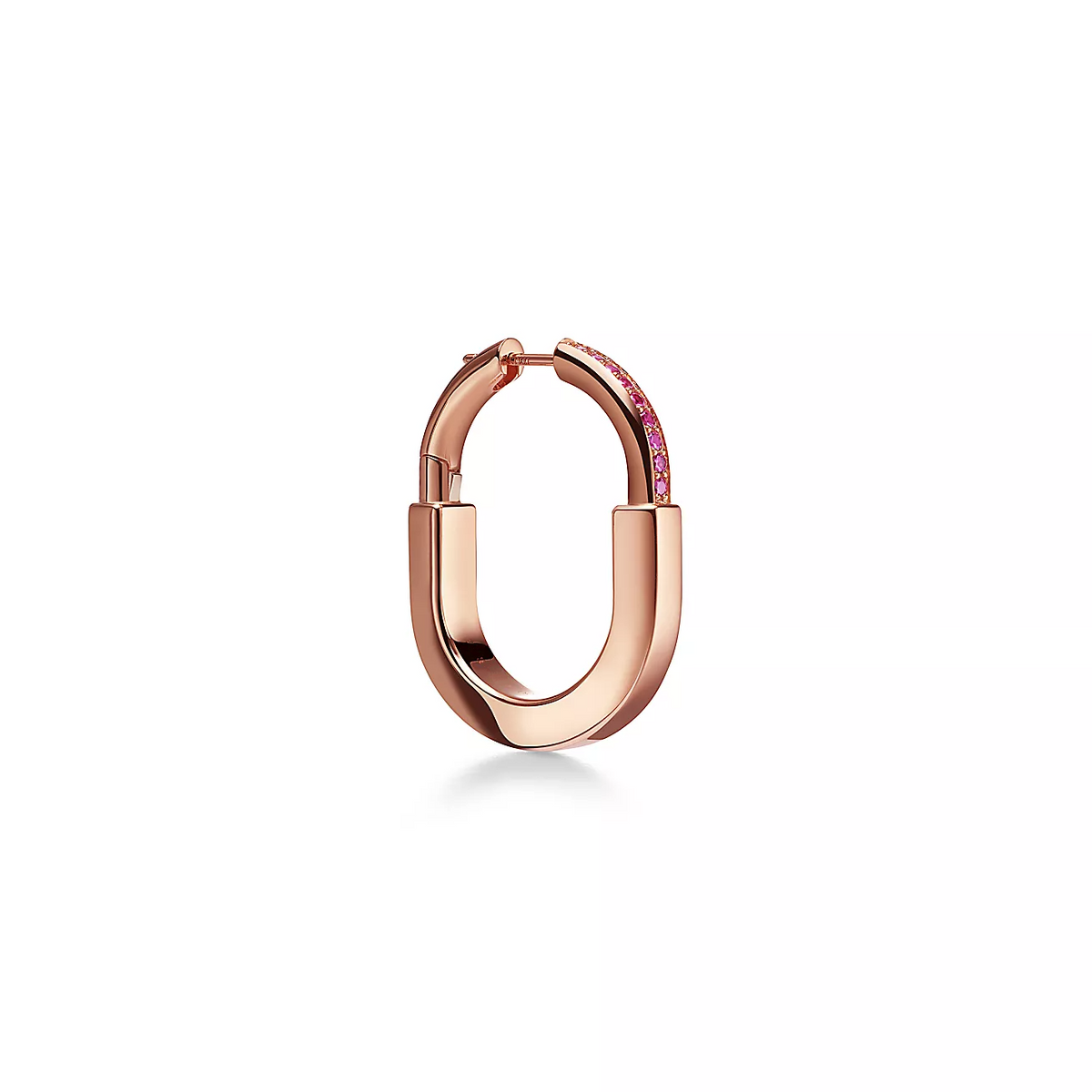 [Corinne]LOCK MEDIUM PINK DIAMOND PINK GOLD EARRINGS