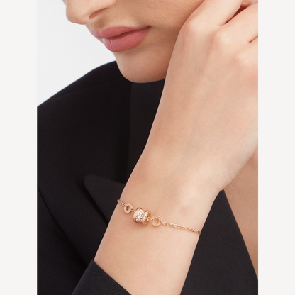 [⭐Corinne]ZERO 1 SOFT PINK GOLD WITH PAVED DIAMONDS ON THE SPIRAL BRACELET