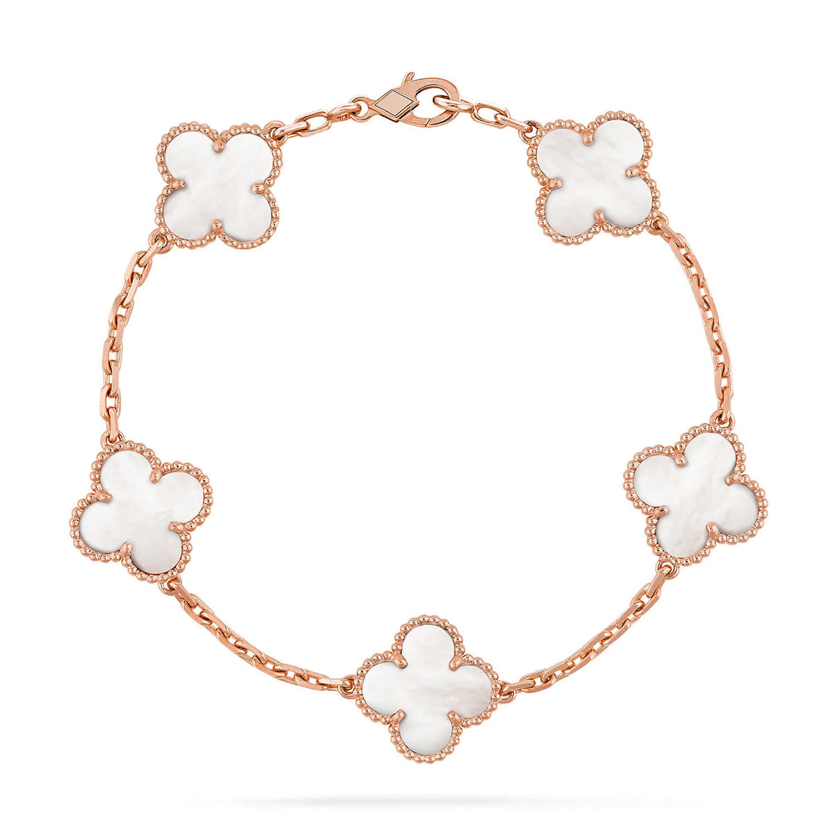 [⭐Corinne]CLOVER WHITE PEARL MOP 5 MOTIF BRACELET COLLECTION