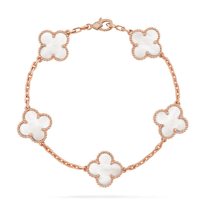 [⭐Corinne]CLOVER WHITE PEARL MOP 5 MOTIF BRACELET COLLECTION