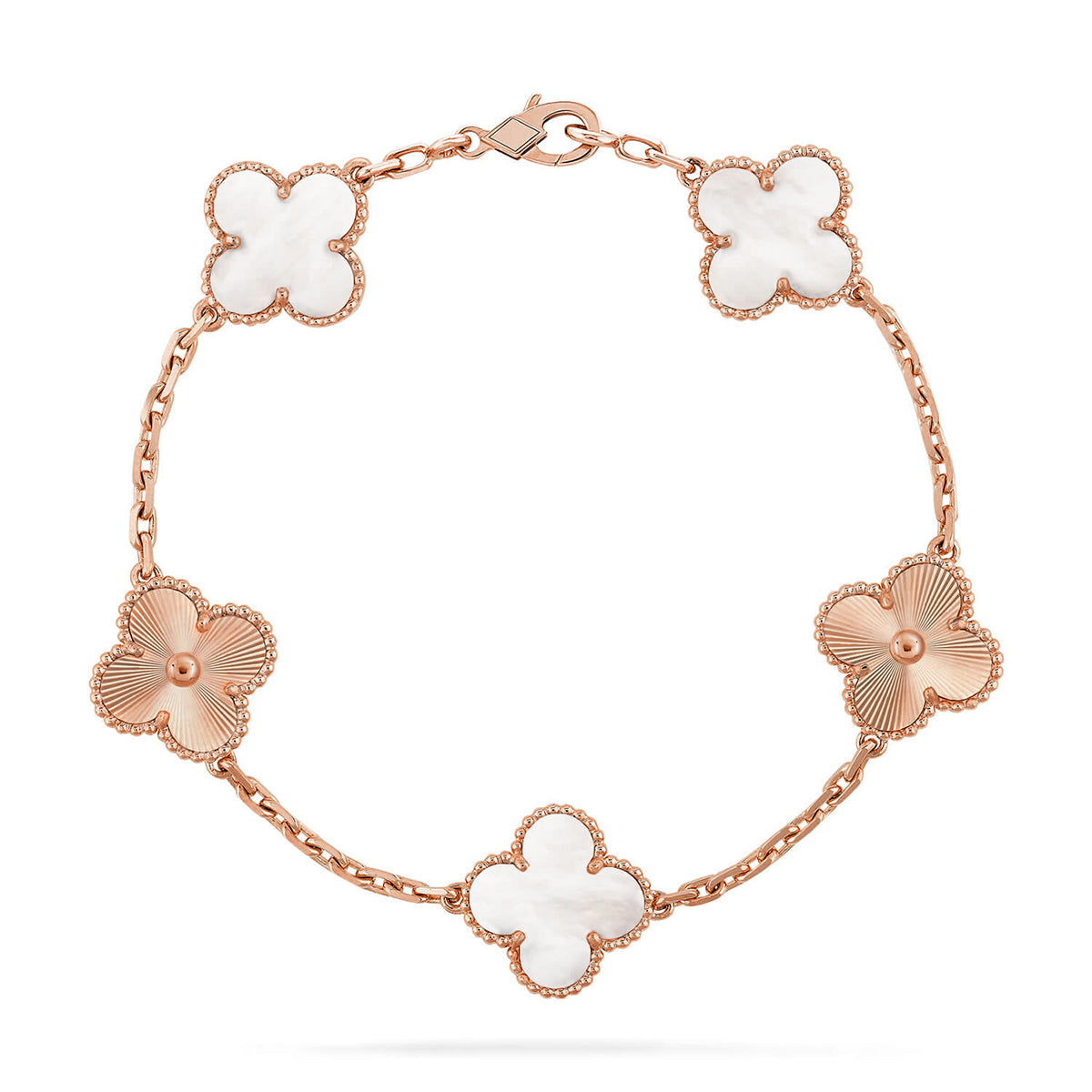 [⭐Corinne]CLOVER WHITE PEARL MOP 5 MOTIF BRACELET COLLECTION