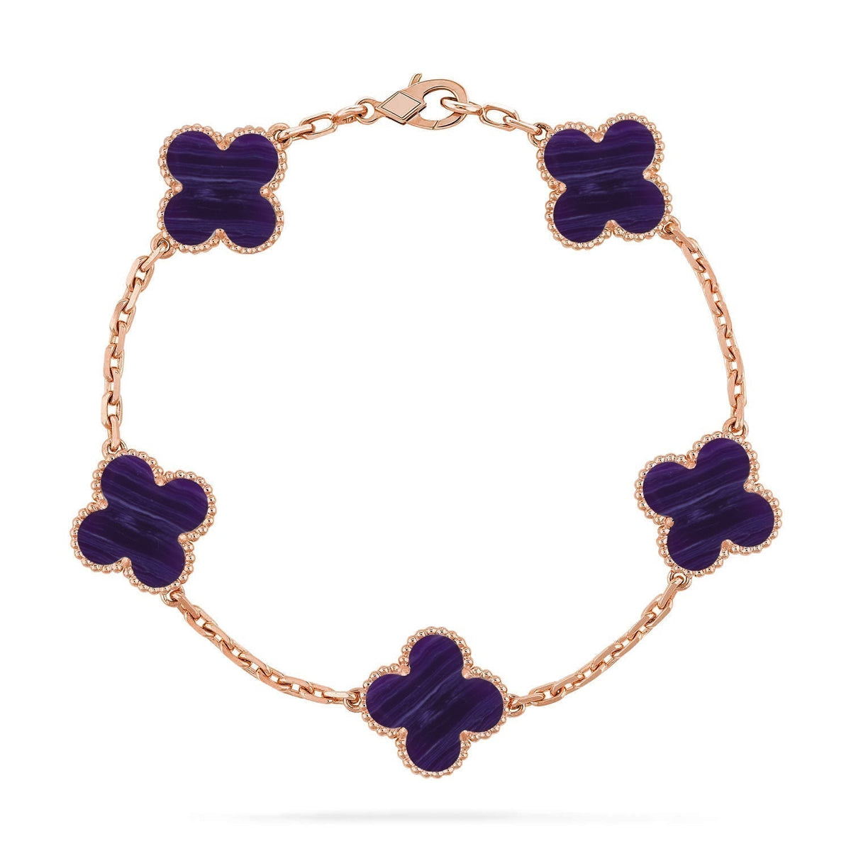 [⭐Corinne]CLOVER 5 MOTIF PURPLE STRIPES BRACELET COLLECTION