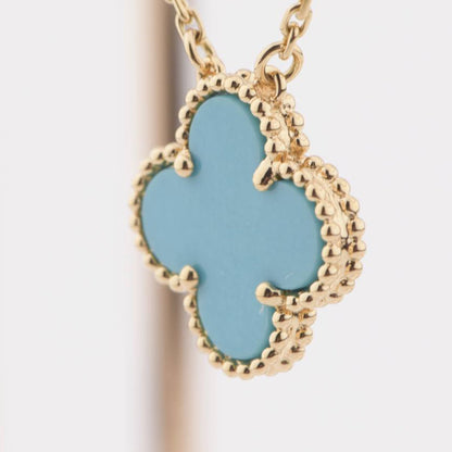 [⭐Corinne]CLOVER 15MM VINTAGE TURQUOISE NECKLACE
