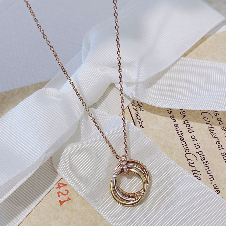 [⭐Corinne]TRINITY NECKLACE GOLD  DIAMONDS