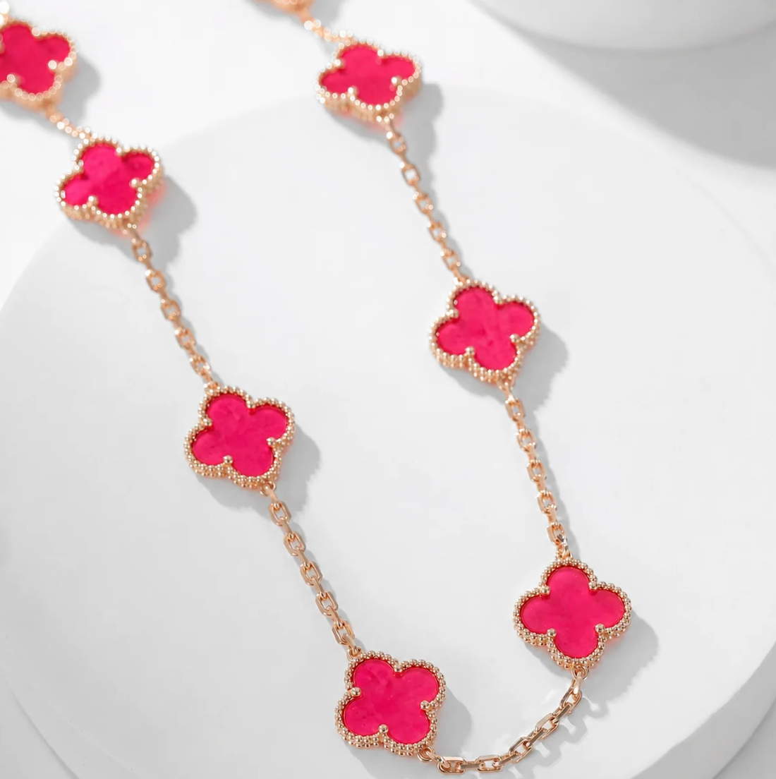 [⭐Corinne]CLOVER 10 MOTIFS  NEW BUBBLE PINK ENAMEL