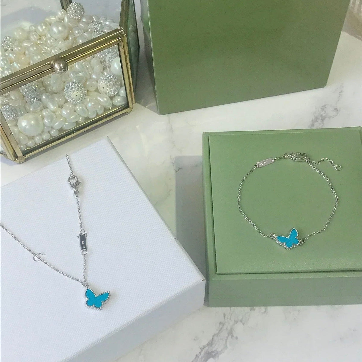 [⭐Corinne]BUTTERFLY TURQUOISE BUTTERFLY BRACELET SILVER