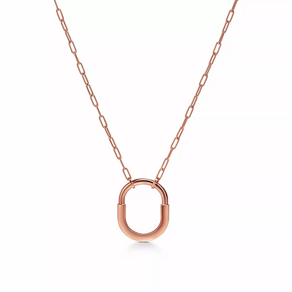 [Corinne]LOCK MEDIUM PENDANT PINK DIAMOND PINK GOLD NECKLACE