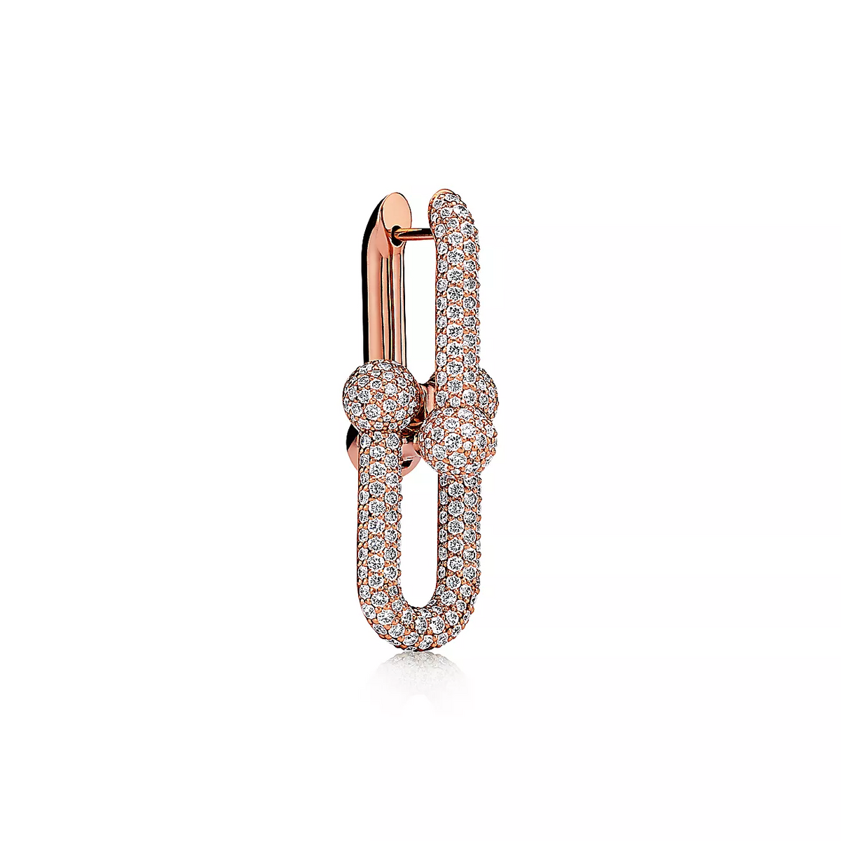 [Corinne]LARGE LINK EARRINGS PINK GOLD WITH PAVED DIAMONDS