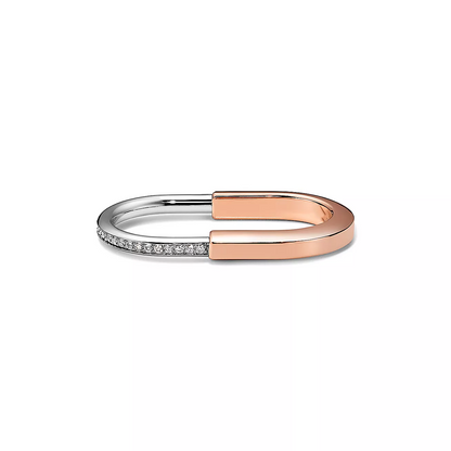 [Corinne]LOCK RING TOW-FINGER ROSE AND WHITE GOLD DIAMONDS