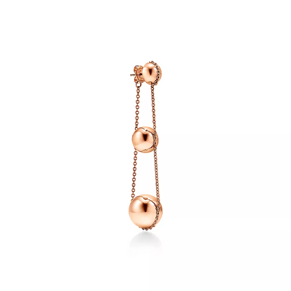 [Corinne]TRIPLE DROP PINK GOLD EARRINGS