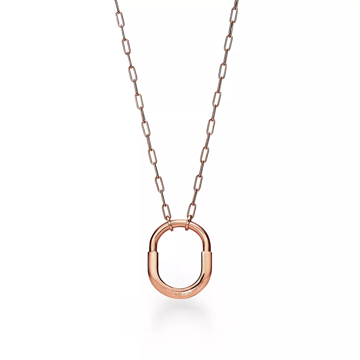 [Corinne]LOCK NECKLACE MEDIUM PENDANT PINK GOLD PAVED DIAMONDS
