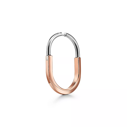 [Corinne]LOCK EARRINGS ROSE AND WHITE GOLD DIAMONDS EXTRA LARGE