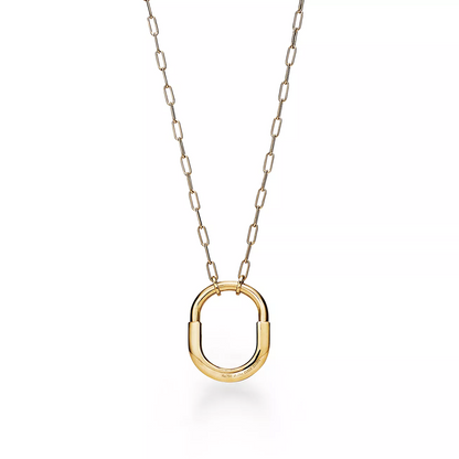[Corinne]LOCK NECKLACE MEDIUM PENDANT GOLD PAVED DIAMONDS