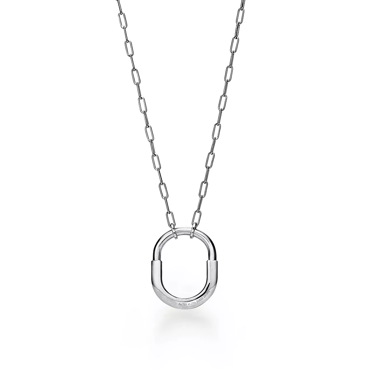 [Corinne]LOCK NECKLACE MEDIUM PENDANT SILVER PAVED DIAMONDS