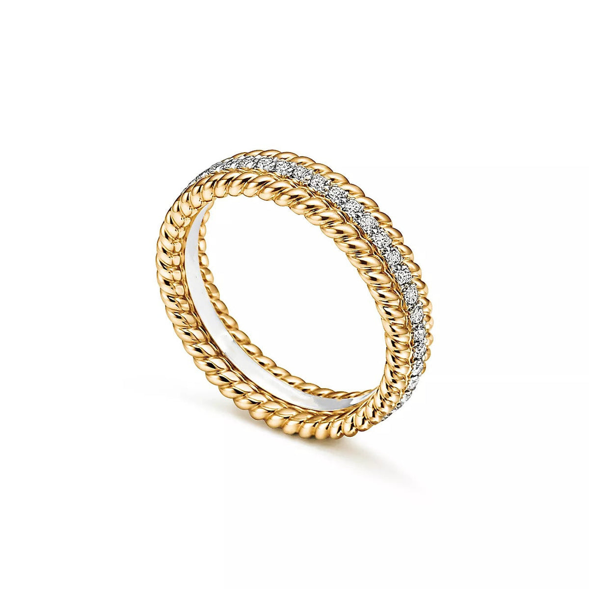 [Corinne]ROPE TWO-ROW GOLD DIAMOND RING