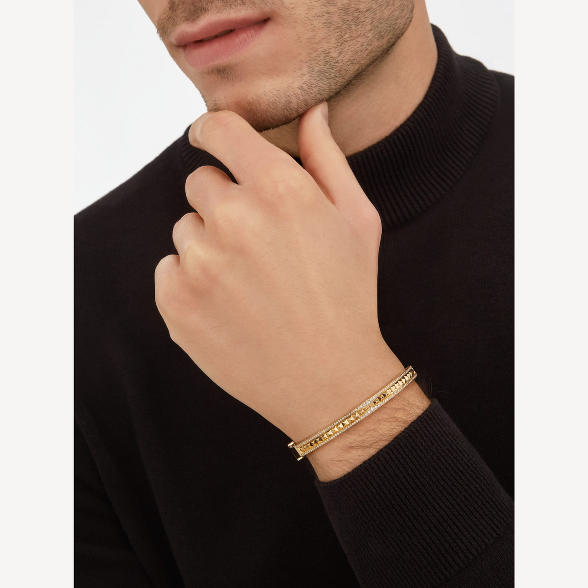[⭐Corinne]ZERO 1 SPIRAL AND PAVED DIAMOND GOLD BRACELET