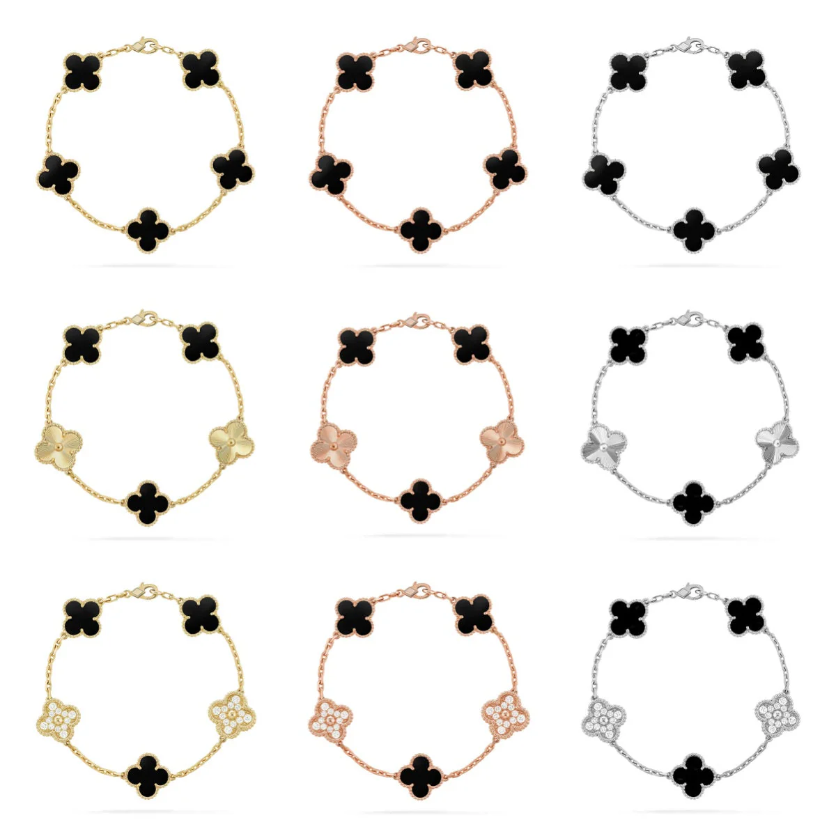 [⭐Corinne] CLOVER 5 MOTIF ONYXS BRACELET COLLECTION