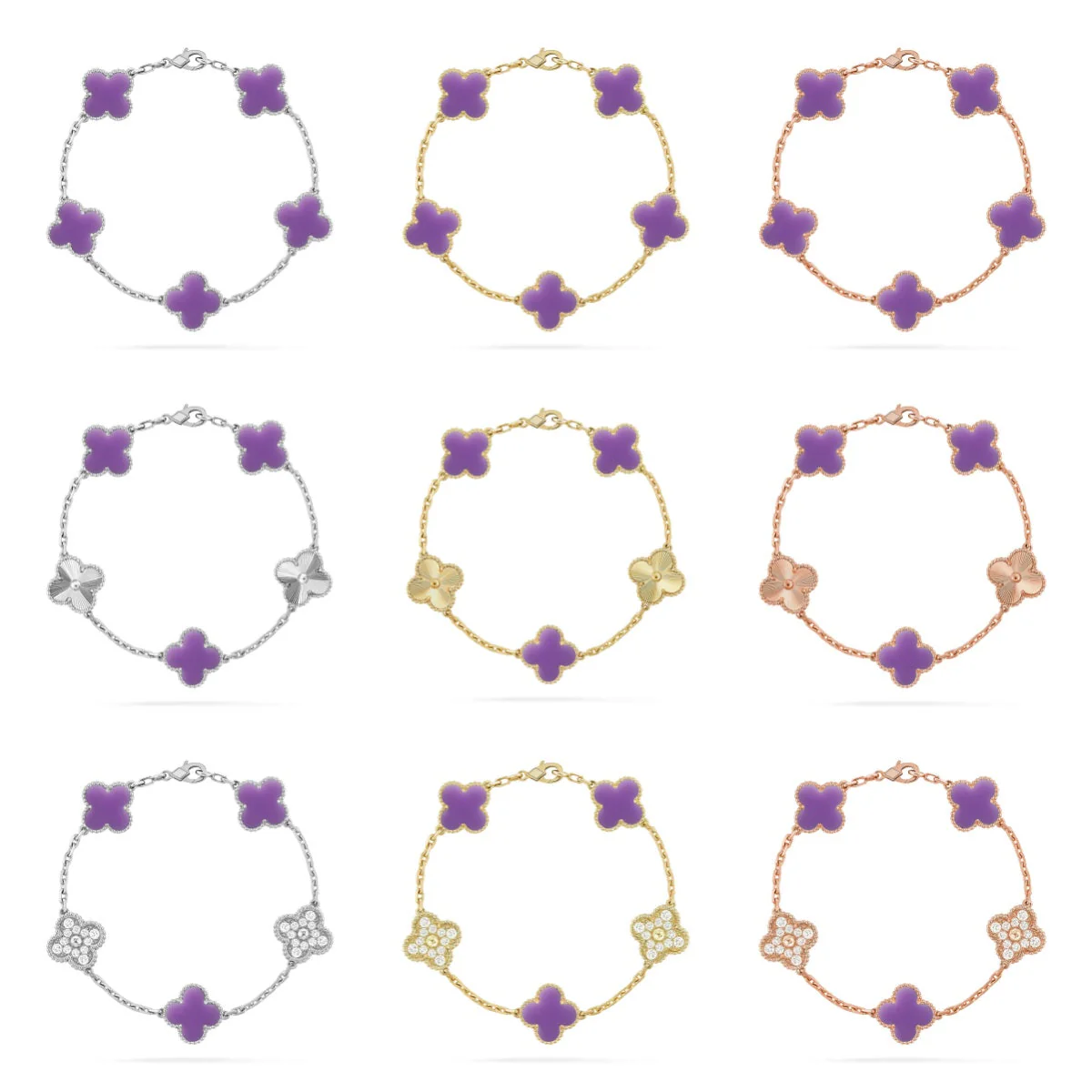 [⭐Corinne]CLOVER 5 MOTIF LIGHT PURPLE BRACELET COLLECTION