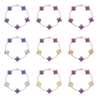 [⭐Corinne]CLOVER 5 MOTIF LIGHT PURPLE BRACELET COLLECTION