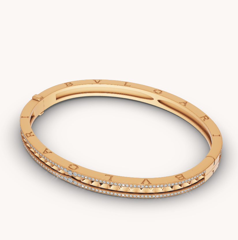 [⭐Corinne]ZERO 1 SPIRAL AND PAVED DIAMOND GOLD BRACELET