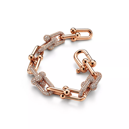 [Corinne]HARDWEAR LARGE LINK PINK GOLD PAVED DIAMOND BRACELET