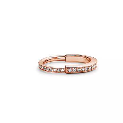 [Corinne]LOCK RING PINK GOLD DIAMOND PAVED